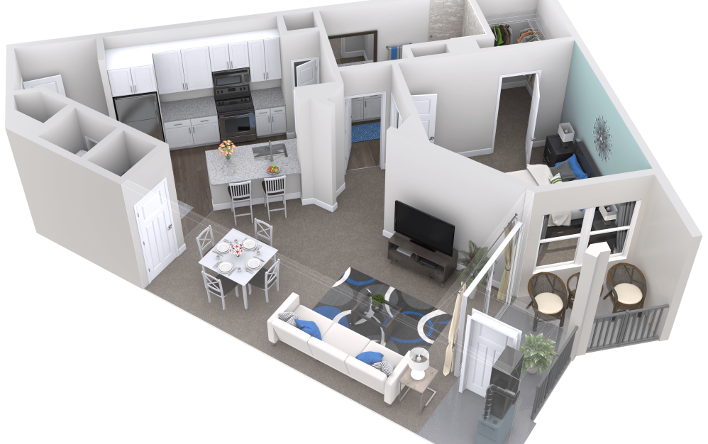 Eola - 1 bedroom floorplan layout with 1 bathroom and 756 square feet (3D)