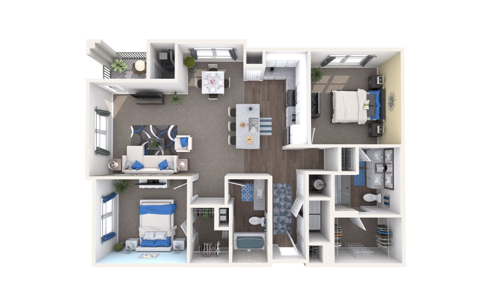 Jesup - 2 bedroom floorplan layout with 2 baths and 1248 square feet.