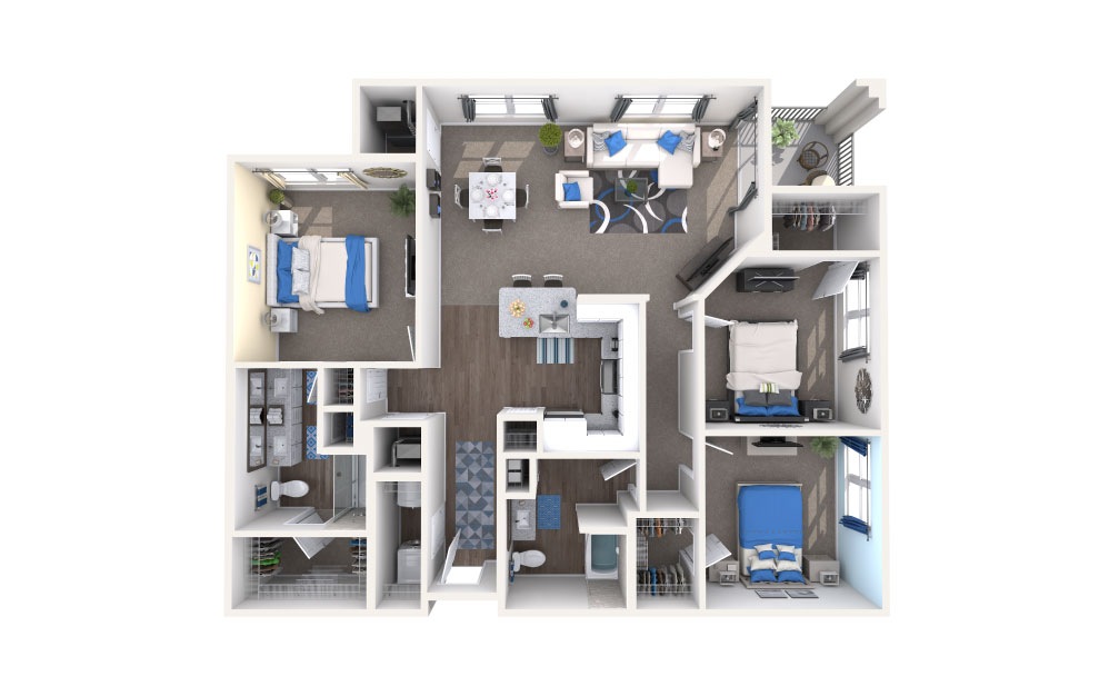 Ivanhoe - 3 bedroom floorplan layout with 2 baths and 1426 square feet.