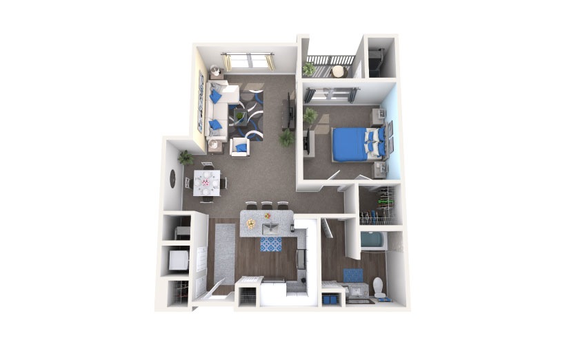 Crescent - 1 bedroom floorplan layout with 1 bathroom and 788 square feet