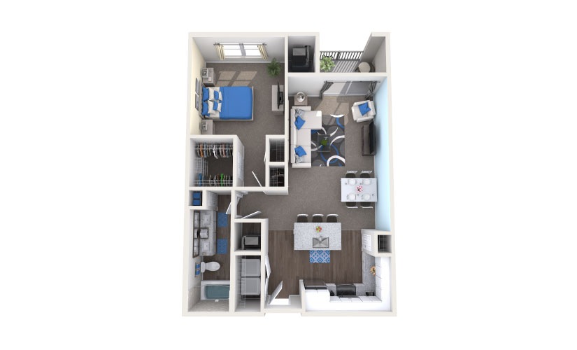 Killarney - 1 bedroom floorplan layout with 1 bathroom and 800 square feet
