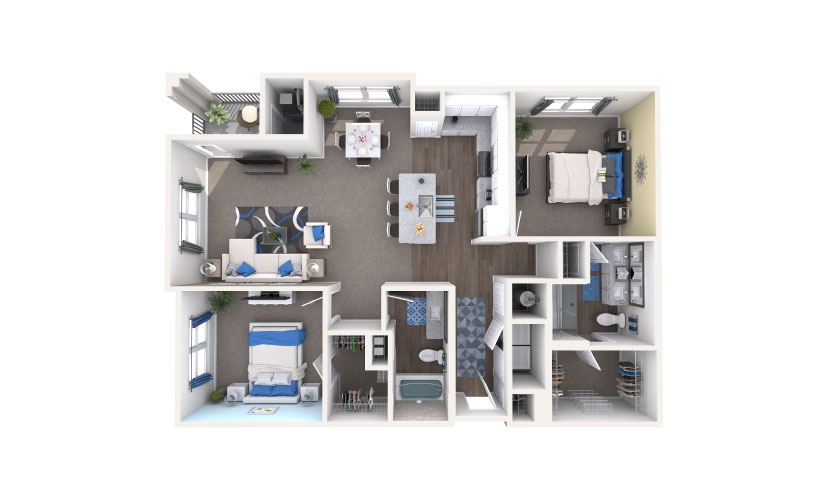 Jesup - 2 bedroom floorplan layout with 2 bathrooms and 1248 square feet